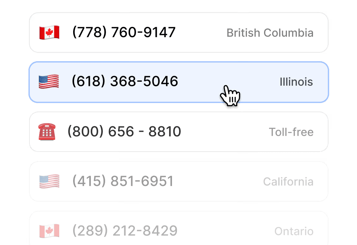 A list interface for picking one option from a set of available choices